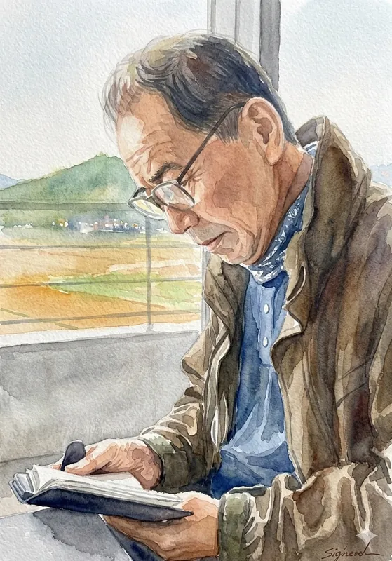 少藝 김동도 편집위원장 — 회원이 그린 수채화 초상
